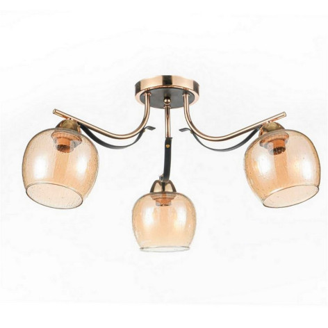 Люстра 3 плафона 51*27 см Е27 60Вт 12 м2 плафон стекло золото-черный Baizheng