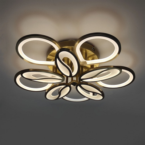 Люстра светодиодная 10 плафонов 70*15см 120Вт 30000LM 50м2 2 цвета прилож пульт бронз Baizheng