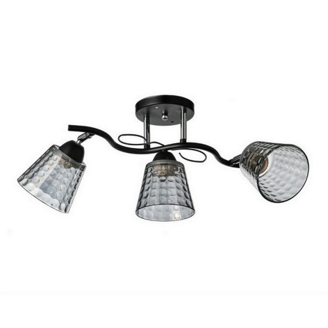 Светильник спот 3 плафона 59*20*23 см Е27 60Вт 12м2 плафон стекло черный хром Baizheng