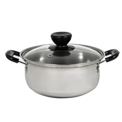 Кастрюля нерж сталь 4,2 л 28 см стекл крышка пластик ручки стальной Promo Baizheng