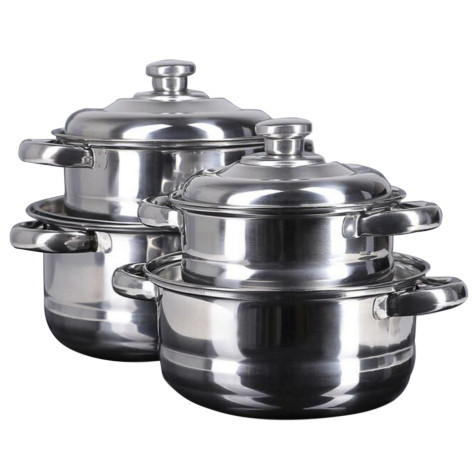 Набор посуды нерж сталь 8 пр 1,5 л 2 л 2,5 л 3,5 л металл крышки Baizheng