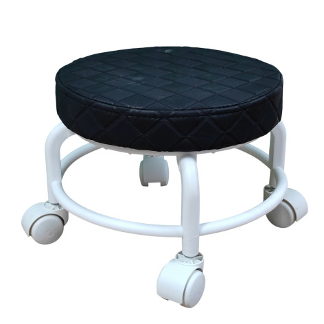 Табурет-мини пластиковый 290*240 мм с мягким сиденьем на колесах бело-черный Baizheng