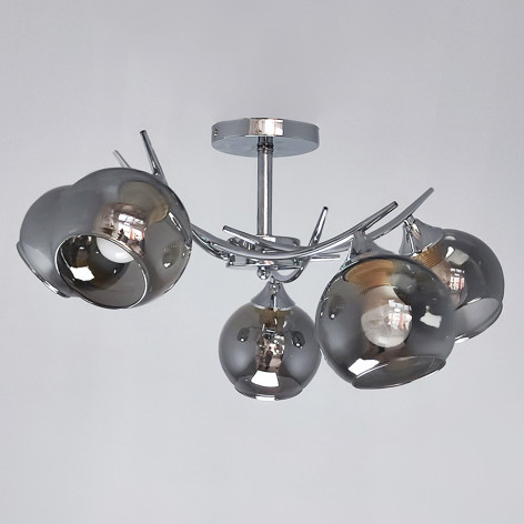 Люстра 5 плафонов 59*26 см E27 60Вт 20м2 плафон стекло хром Baizheng