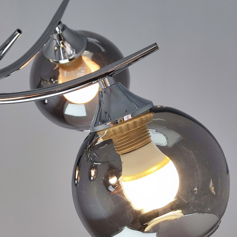 Cнимок Люстра 5 плафонов 59*26 см E27 60Вт 20м2 плафон стекло хром Baizheng