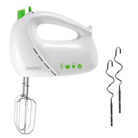 Миксер пластиковый 200 Вт 5 скоростей 4 насадки бело-салатовый EN-248 Energy Миксер пластиковый 200 Вт 5 скоростей 4 насадки бело-салатовый EN-248 Energy