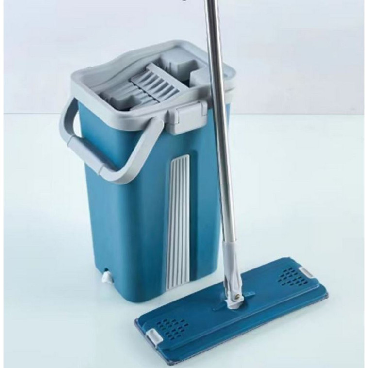 Набор ведро пластиковое с отжимом 5,5 л + швабра 40*24*25 см слив зеленый Baizheng