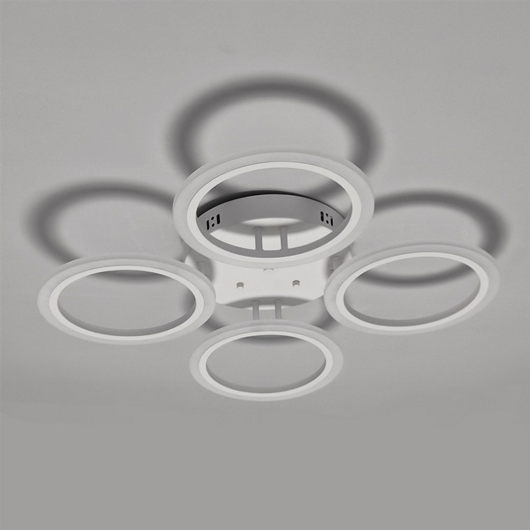 Люстра светодиодная 4 плафона 68,3*8 см 96Вт 3600LM 20м2 3 цвета прилож пульт белый Baizheng