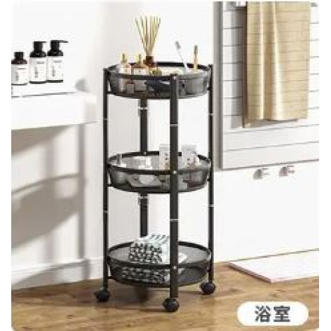 Этажерка металлическая 3-х ярусная 35х35х90 см на колесах складная микс BZ-XN03 Baizheng