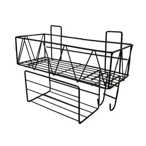 Полка металлическая для ванной 2-х ярусная 30*12,5*23 см черный CY-0127 Baizheng