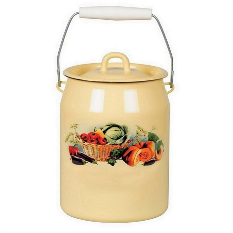 Бидон эмалированный 3 л пластиковая кнопка палевый Урожай Стальэмаль