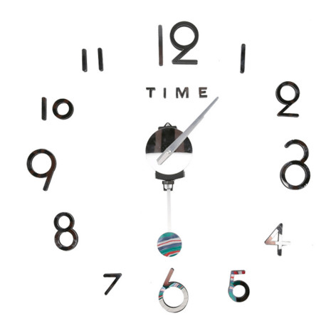 Часы пластиковые настенные  55х55 см самокл Круглые цифры маятник сереб Time Baizheng