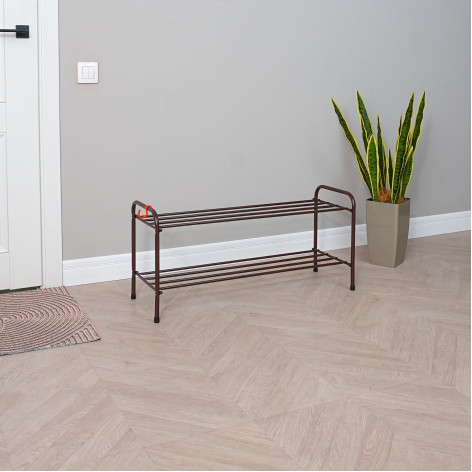 Подставка металлическая для обуви 2-х ярусная 87х30х40 см белый Альфа 32 ЗМИ