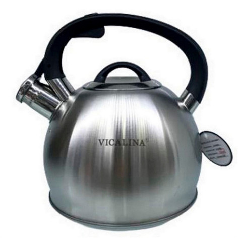 Чайник нержавеющая сталь  3,6 л со свистком нейлоновая ручка подвижная стальной Vicalina Baizheng