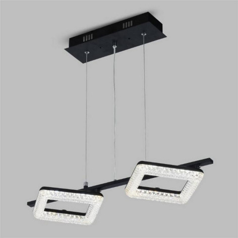 Люстра светодиодная кухонная 2 плафона 56*24*100 см 32Вт 2240 LM 12м2 3 цвета черный Baizheng