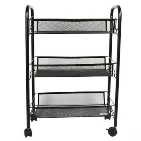 Этажерки металлическая 3-х ярусная 45х26х64,5 см на колесах черный Baizheng