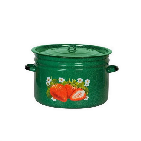 Бак эмалированный 32 л крышка петля зеленый рябчик Клубника садовая Стальэмаль