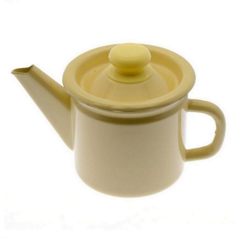 Чайник эмалированный 1 л заварной кнопка палевый Стальэмаль