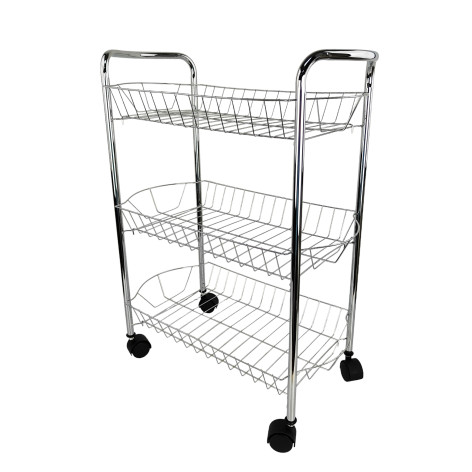 Этажерка металлическая 3-х ярусная 41х27х62 см на колесах стальной Baizheng