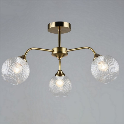 Люстра 3 плафона 61*32 см Е27 60Вт 12м2 плафон стекло бронза Baizheng