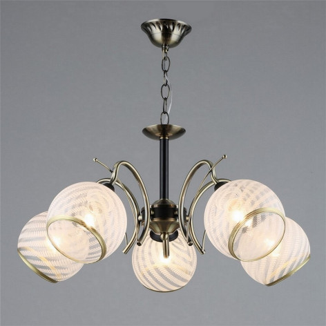 Люстра 5 плафонов 56*27*51 см Е27 60Вт 20м2 плафон стекло черный бронза Baizheng