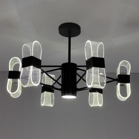 Люстра светодиодная 6 плафонов 62*38 см 72Вт 19500LM 30м2 2 цвета черный Baizheng