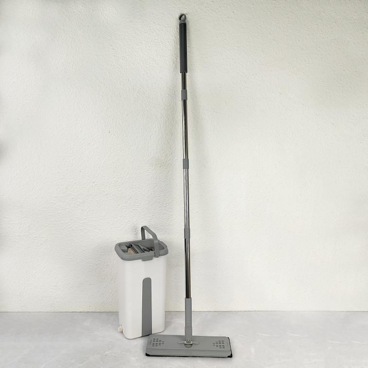 Фото Набор ведро пластиковое с отжимом 12 л + швабра металл вращение 360° под упак Baizheng