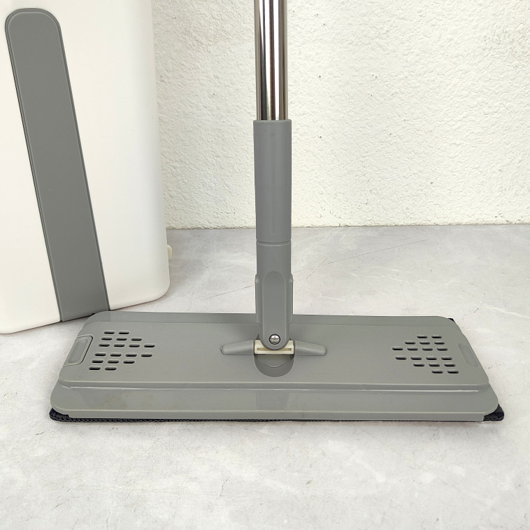 Cнимок Набор ведро пластиковое с отжимом 12 л + швабра металл вращение 360° под упак Baizheng