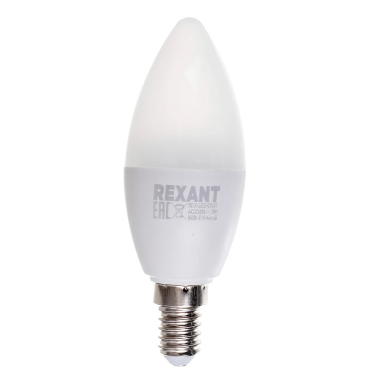 Лампа светодиодная E14 11,5 Вт 6500 K свеча 1093 лм холодный свет Rexant