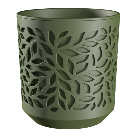 Кашпо пластиковое  1,25 л оливка оливка вставка Leaves Bmc