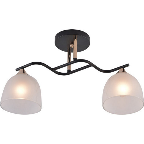 Люстра 2 плафона 45*13*26 см Е27 60Вт 9м2 плафон стекло черный-золото Baizheng