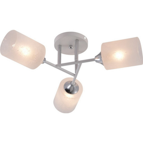 Люстра 3 плафона 51*16 см Е27 60Вт 12м2 плафон стекло белый хром Baizheng