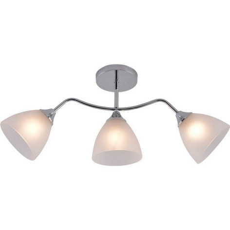 Люстра 3 плафона 62*13,5*27 см Е27 60Вт 12м2 плафон стекло хром Baizheng