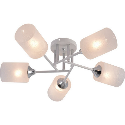 Люстра 5 плафонов 58*16 см Е27 60Вт 20м2 плафон стекло белый хром Baizheng