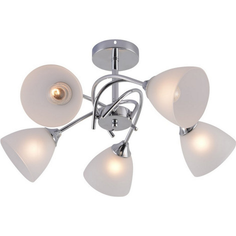 Люстра 5 плафонов 60*30 см Е27 60Вт 20м2 плафон стекло хром Baizheng