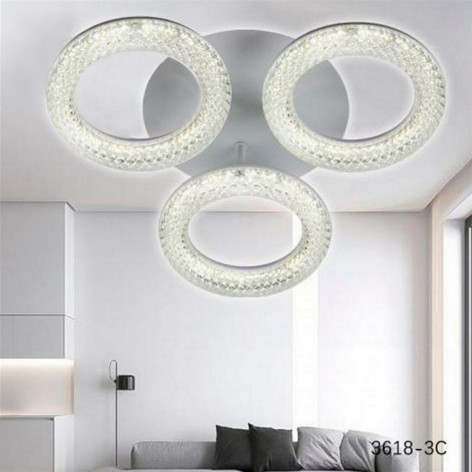 Люстра светодиодная 3 плафона 43*10 см 54Вт 1800 LM 10м2 3 цвета прил пульт белый Baizheng