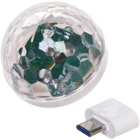 Диско шар светодиодный mini  LED переходни USB Type-C Каледоскоп Серпантин