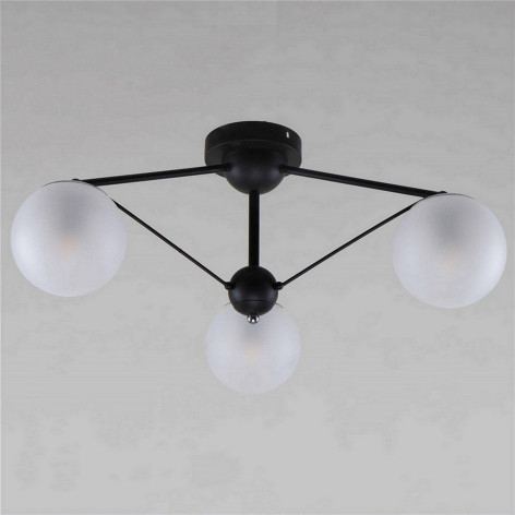 Люстра 3 плафона 61*61*27 см Е27 60Вт 12м2 плафон стекло черный Baizheng