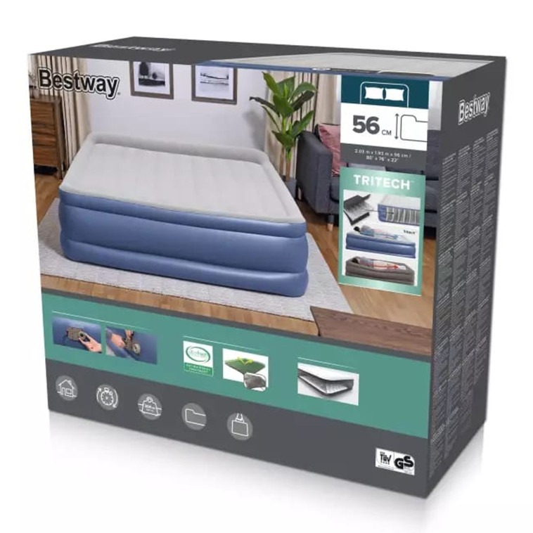 Cнимок Матрас надувной 203*193*56 см встроенный электронасос Bestway