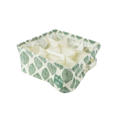 Органайзер текстильный 9 ячеек 28*28*10 см для хранения вещей бело зеленый Baizheng