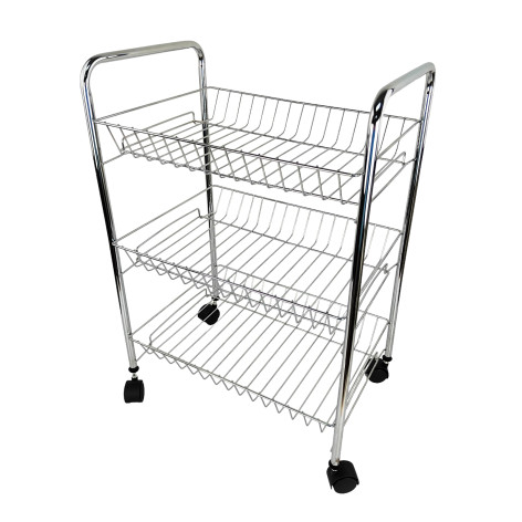 Этажерка металлическая 3-х ярусная 41х30х59 см на колесах стальной Baizheng