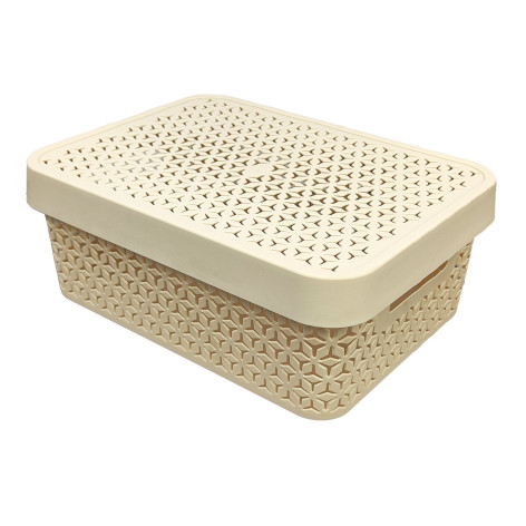 Корзина пластиковая 11 л 370*280*140 ммс крышкой бежевый Элемент Альтернатива