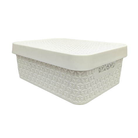 Корзина пластиковая 11 л 370*280*140 ммс крышкой белый Элемент Альтернатива