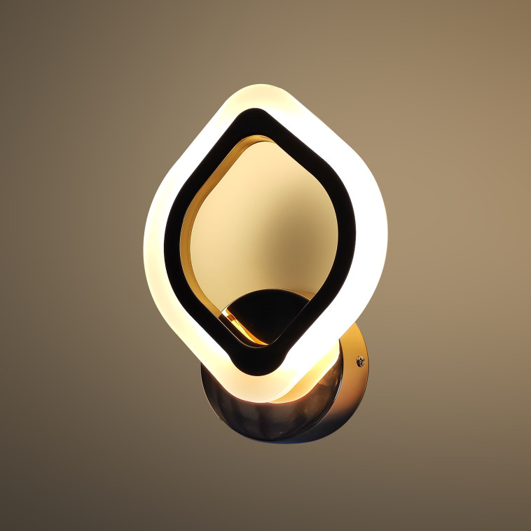 Картинка Бра светодиодный 1 плафон 24*17*5 см 12Вт 360LM 5м2 2 цвета пластик золотой хром Baizheng