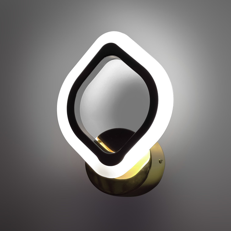 Фотография Бра светодиодный 1 плафон 24*17*5 см 12Вт 360LM 5м2 2 цвета пластик золотой хром Baizheng