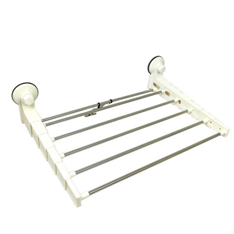 Держатель металлический для полотенец 62х15х10/34 см присоски молочный Baizheng