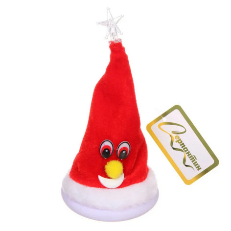 Елка 17,5 см музыкальная красный Веселье Серпантин