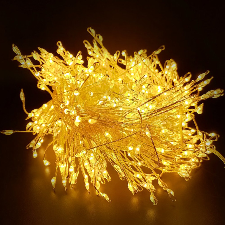 Гирлянда светодиодная 3*2 м занавес 10 нитей пульт 8 реж желтый Роса-мишура NP-3374 Baizheng