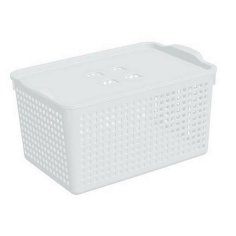 Корзина пластиковая  5,3 л 295х185х145 мм с крышкой белый Лофт Violet