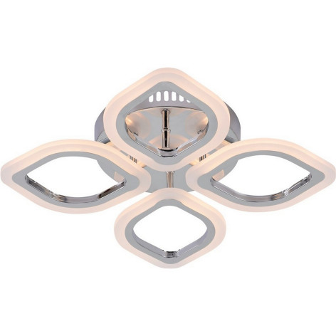 Люстра светодиодная 4 плафона 48*7,5 см 55Вт 2805LM 20м2 3 цвета пластик пульт хром Baizheng