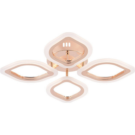 Люстра светодиодная 4 плафона 48*7,5см 55Вт 2475LM 20м2 2 цвета пульт золотой хром Baizheng